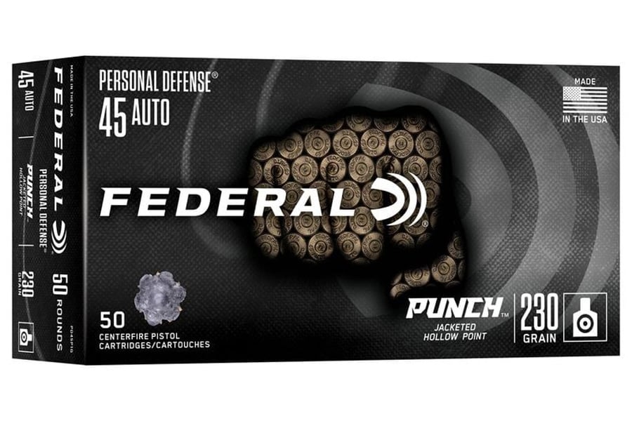 FEDERAL AMMUNITION 45 ACP 230 Grain JHP Personal Defense Punch 50/Box